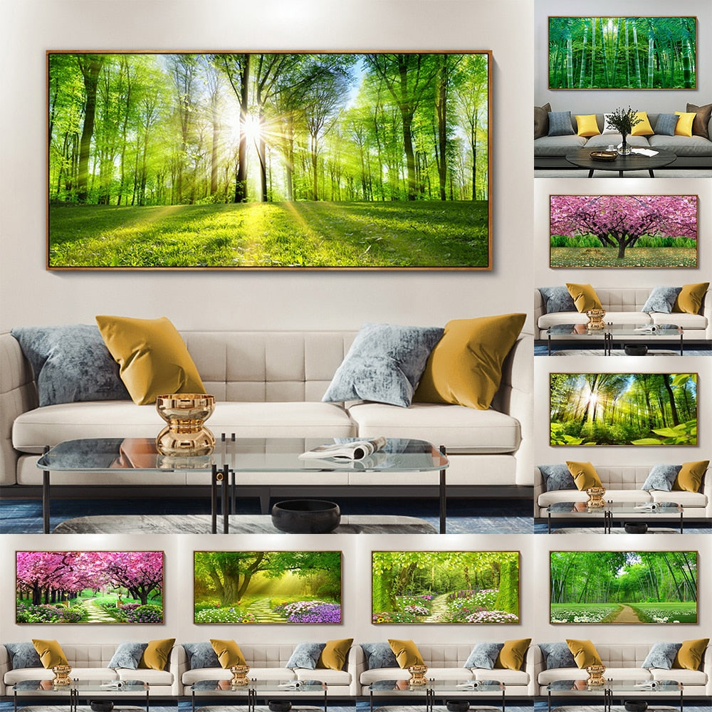 Natural Forest Wall Art Pictures Canvas Painting Landscape Living Room Decor