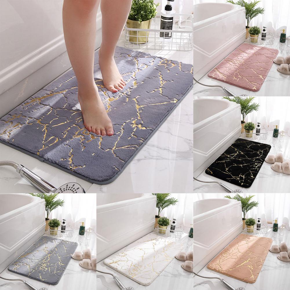 Non Slip Soft Thick Absorbent Marble Design Bathroom Mat