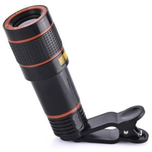 Hd 12X Optical Zoom Camera Telescope Lens With Clip For Iphone / Phone Univers Black