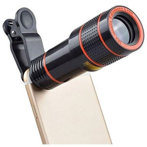 Hd 12X Optical Zoom Camera Telescope Lens With Clip For Iphone / Phone Univers Black