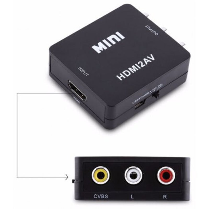 Hdmi To Av Composite Video Converter Adapter Black