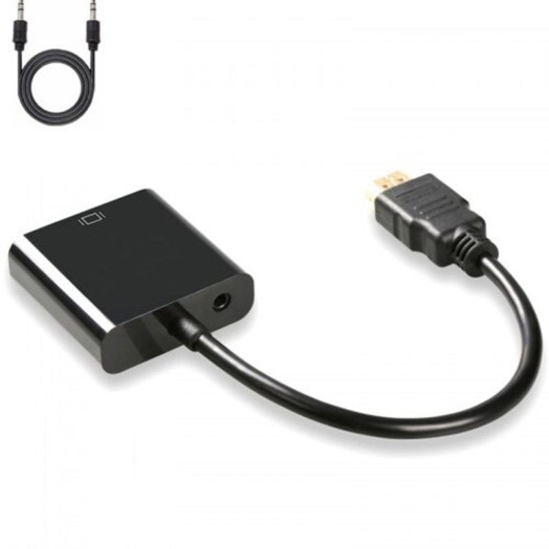 Hdmi To Vga Adapter Cable With Audio Converter Support 1080P Black