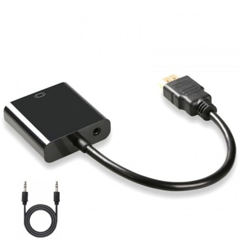 Hdmi To Vga Adapter Cable With Audio Converter Support 1080P Black