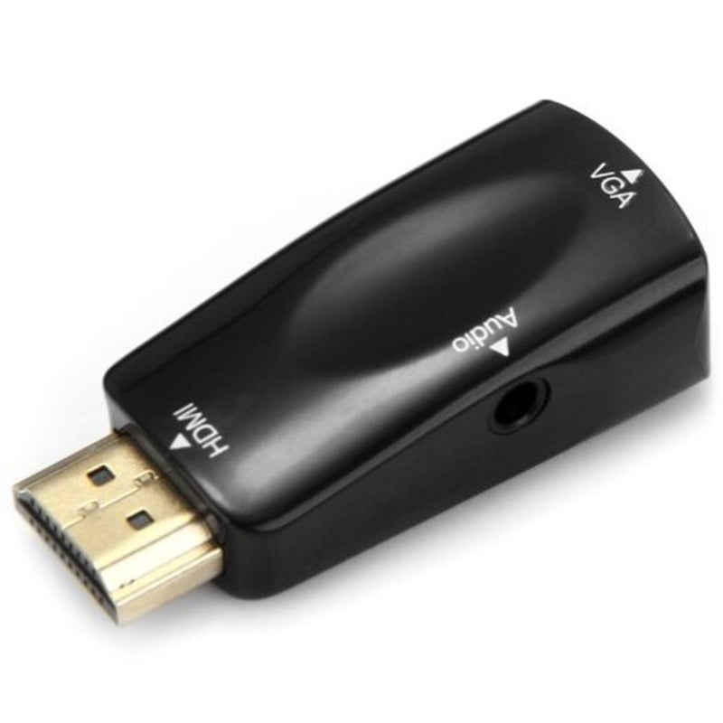 Hdv104 High Definition Hdmi Male To Vga Female Video Adapter Converter With Audio Line Black