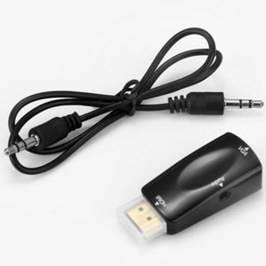 Hdv104 High Definition Hdmi Male To Vga Female Video Adapter Converter With Audio Line Black