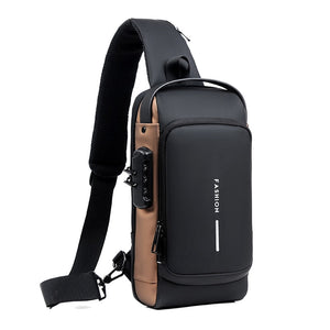 Anti-Theft Stylish Locking Usb Crossbody Sling Bag Men