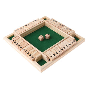 Four Player Shut The Box Family Wooden Dice Board Game