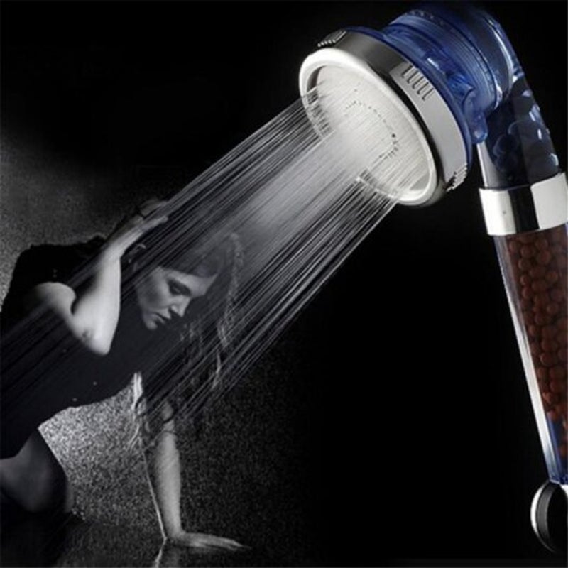 Healthy Negative Ion Spa Shower Head With Adjustable Three Mode Blue 1Pc