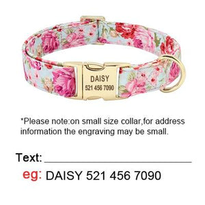 Handmade Personalized Floral Nylon Printed Dog Collar And Leash Sets