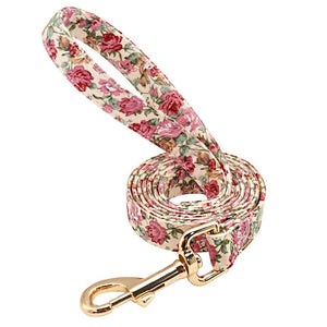 Handmade Personalized Floral Nylon Printed Dog Collar And Leash Sets