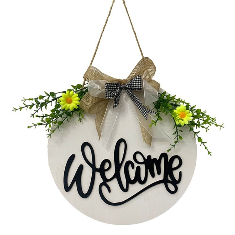 Welcome Hello Hanging Decoration Front Door Rustic Sign