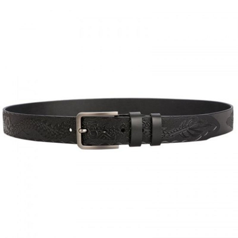 High End Dragon Craft Leather Men's Personality Belt Black 115Cm