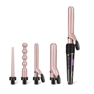 High Quality 5In1 Hair Curling Iron Wand Ceramic Professional Salon Interchangeable Barrels Curler Deep Wave Styling Too