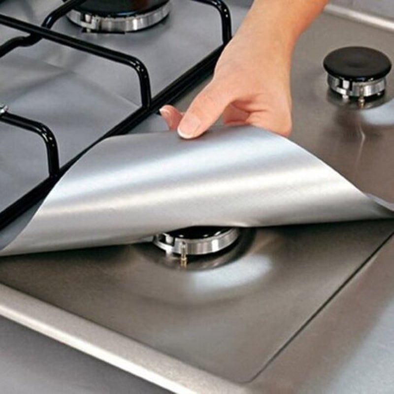 High Temperature Resistance Gas Stove Protection Pad 4Pcs Silver