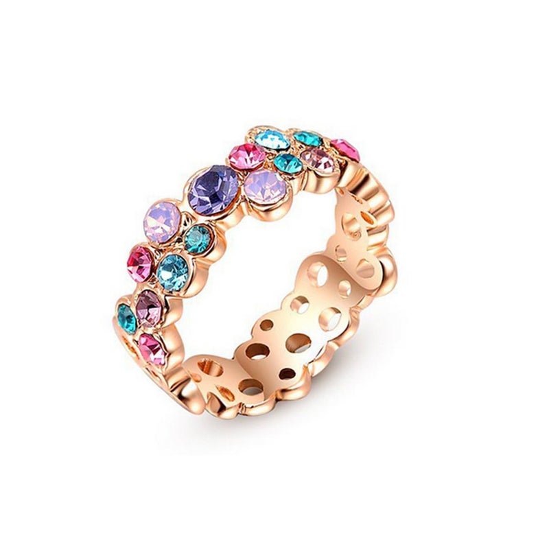 Veile Studios Charm Gold Plated Colorful Crystal Diamond Fashion Ring