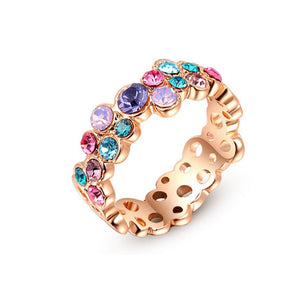 Veile Studios Charm Gold Plated Colorful Crystal Diamond Fashion Ring