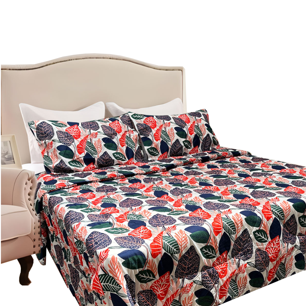 Hotel Living 3 Pce Light Weight Comforter Set Queen/King Corbett Tropical Leaves