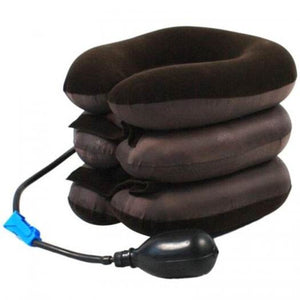 Household Inflatable Neck Traction Device 3 Layer Head Support Pillow Brown