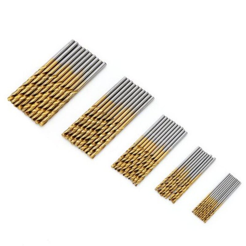 Titanize Round Shank Auger Twist Spiral Bits 50Pcs Gold