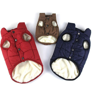 Red / Blue Brown Winter Pet Dog Jacket With Soft Lining And Clips