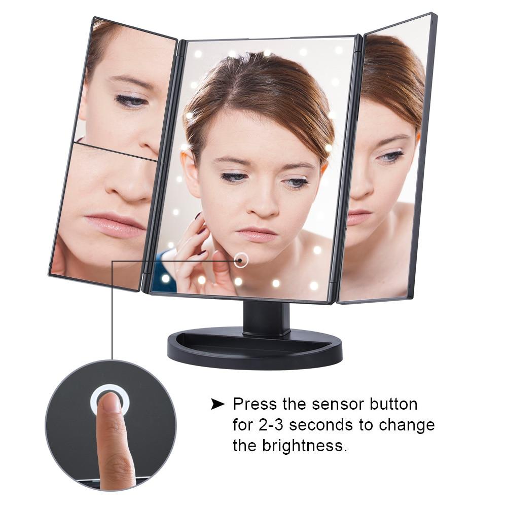 Desktop Rotating Folding Led Touch Screen 22 Light Makeup Magnifying Mirror