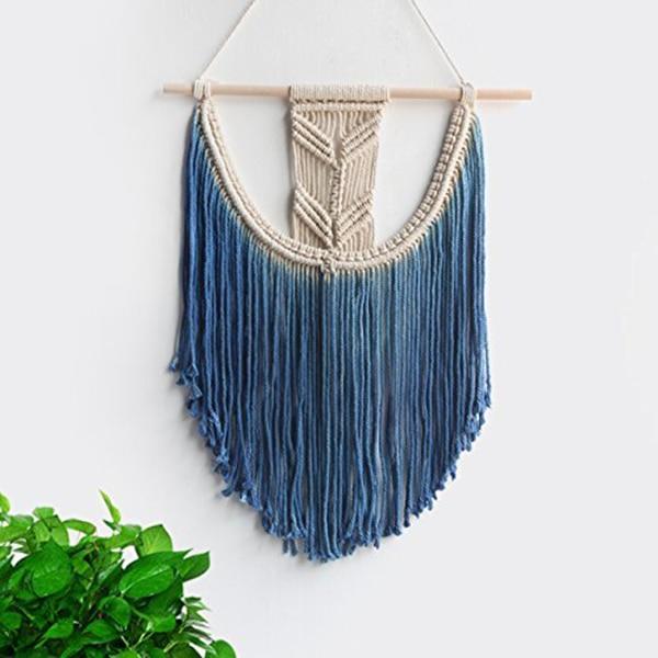 Blue Boho Macrame Wall Hanging Tapestry Home Decor