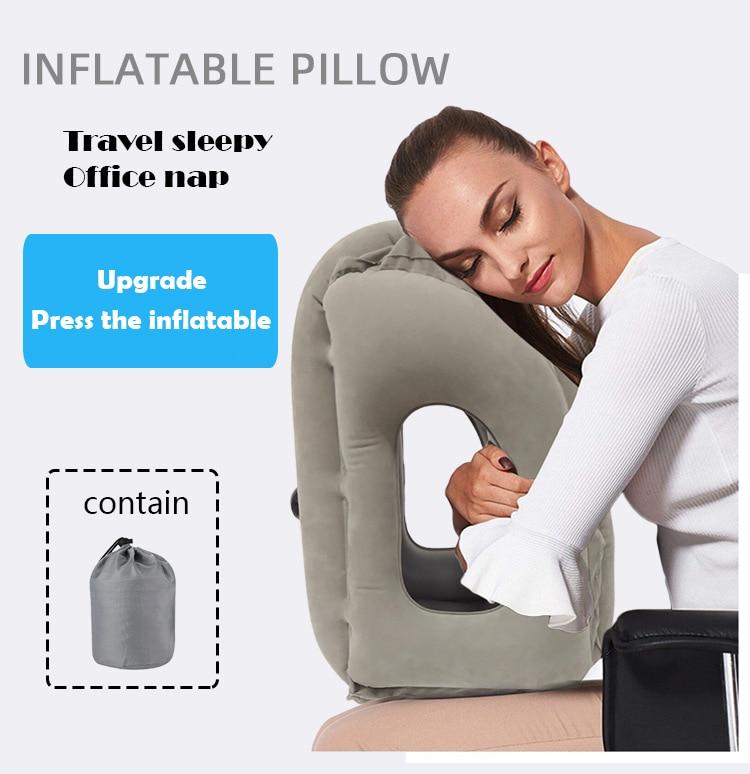 Inflatable Travel Pillow Portable Travelling Head Support Cushion