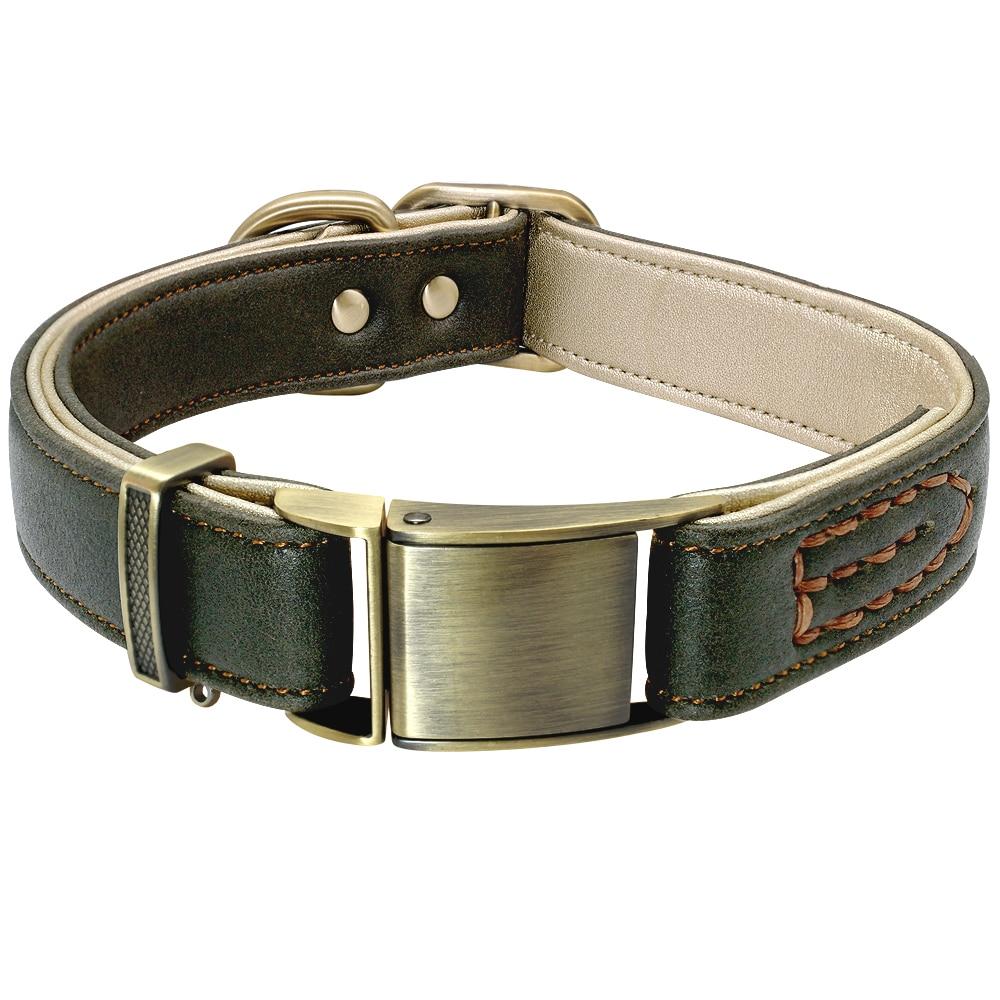 Adjustable Padded Genuine Leather Dog Collars