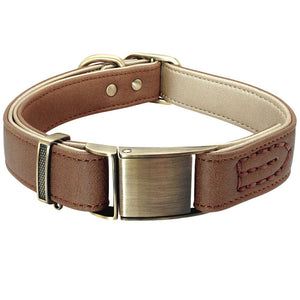 Adjustable Padded Genuine Leather Dog Collars