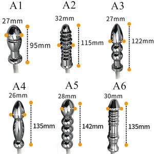House Of Dasein Electric Shock Metal Butt Plug Electro Play Stainless Steel Anal Beads Bdsm Kink Fetish