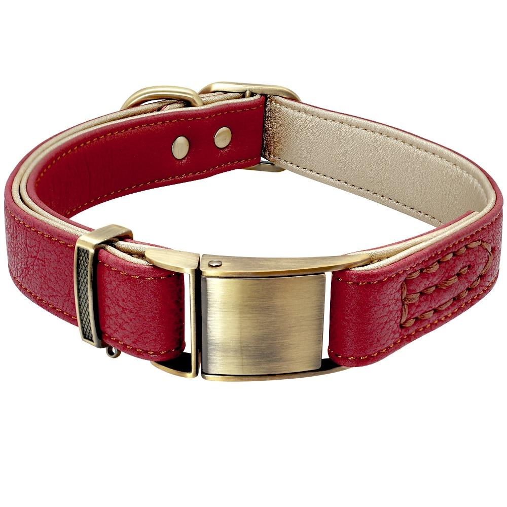 Adjustable Padded Genuine Leather Dog Collars