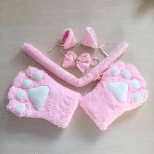 House Of Dasein Plush Cat Ears Paws Gloves Tail Anime Cosplay Kitten Pet Play Bdsm Kink Fetish