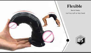 Faak Big Silicone Dildo Thick Butt Plug Anal Sex Toy Black