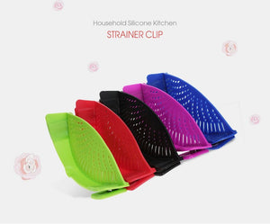 Silicone Saucepan Strainer Clip Liquid Draining Kitchen Utensil