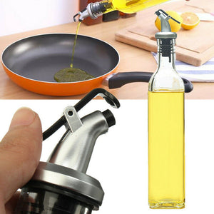 4Pcs 500Ml Glass Olive Oil Vinegar Dispenser Bottle Condiment Pourer Kitchen Storage