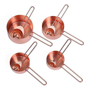 Set Of 8 Rose Gold Stainless Steel Measuring Cups And Spoons Baking Tools