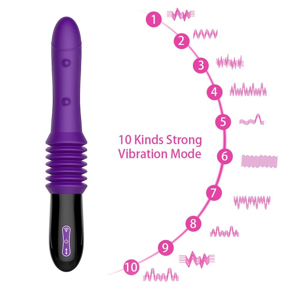 Telescopic Thrusting Dildo Vibrator Pumping Gun Bdsm Unisex