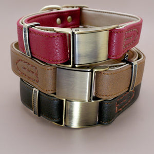 Adjustable Padded Genuine Leather Dog Collars