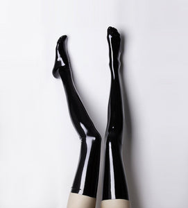 House Of Dasein Unisex Black Stockings Rubber Latex Thigh High Long Socks Bdsm Fetish