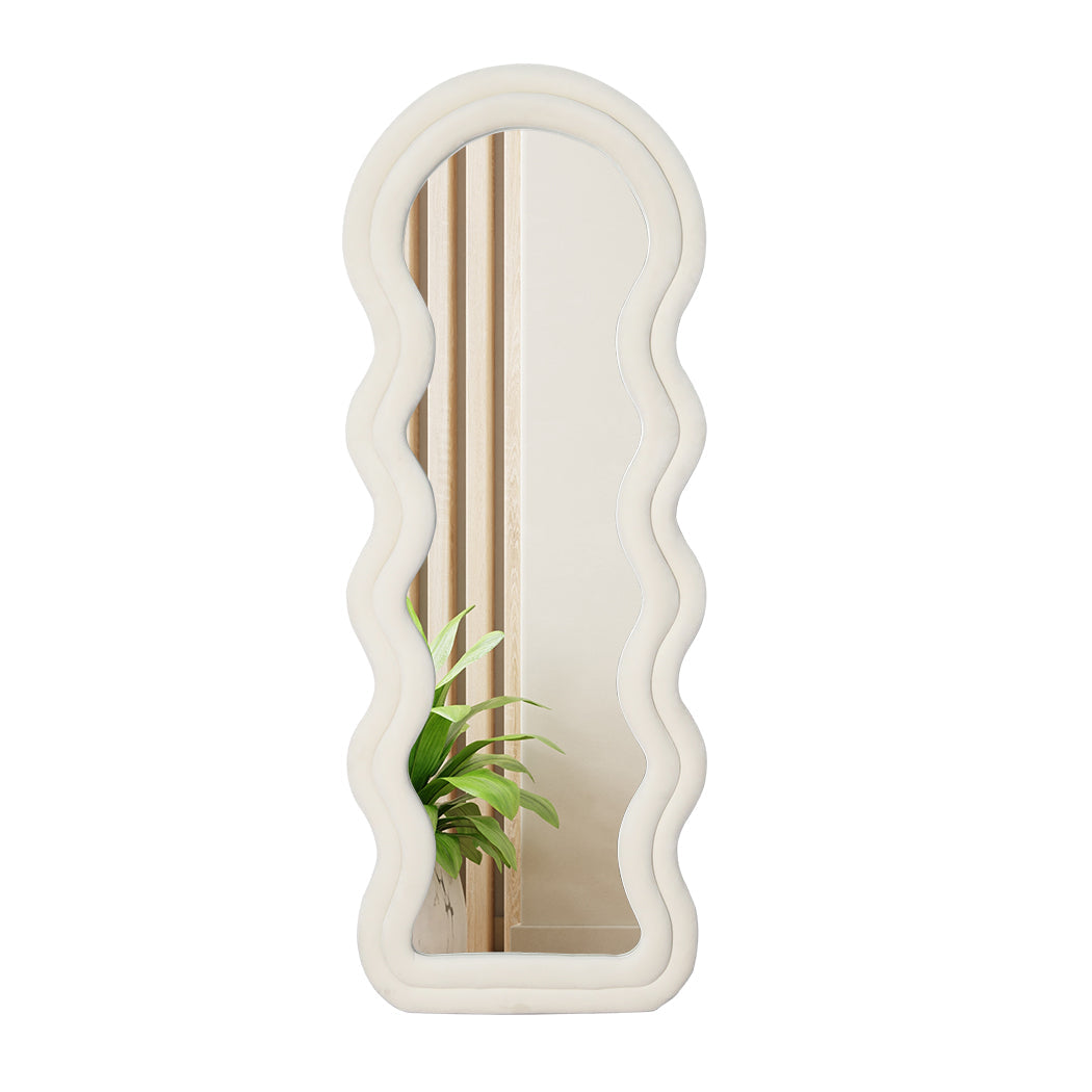Yezi Full Length Mirror 1.6M Floor Standing Wavy Art Frame White