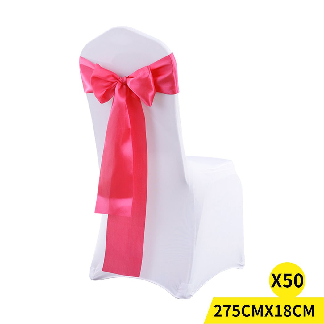 50X Satin Chair Sashes Cloth Cover Wedding Coral