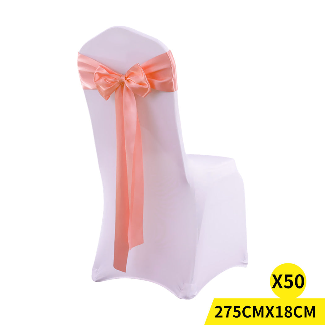 50X Satin Chair Sashes Cloth Cover Wedding Coral