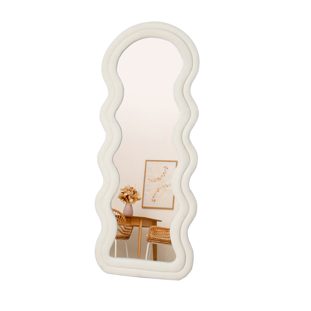 Yezi Full Length Mirror 1.6M Floor Standing Wavy Art Frame White