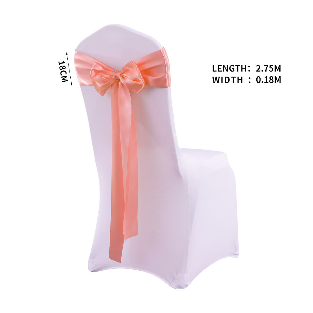 50X Satin Chair Sashes Cloth Cover Wedding Coral