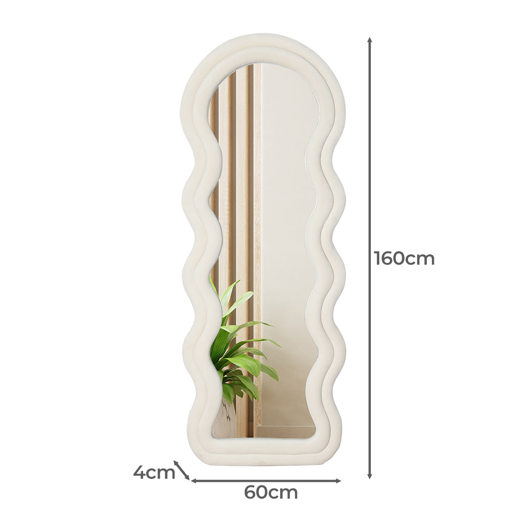 Yezi Full Length Mirror 1.6M Floor Standing Wavy Art Frame White
