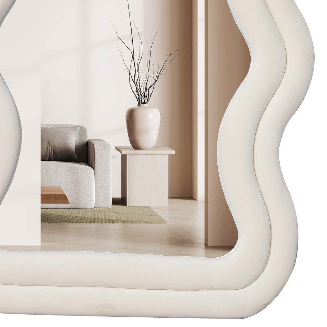 Yezi Full Length Mirror 1.6M Floor Standing Wavy Art Frame White