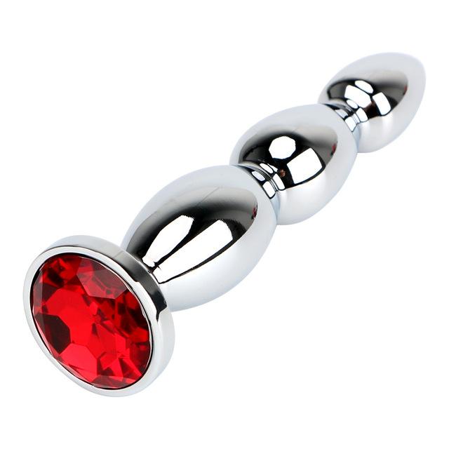 Big Crystal Jewel Stainless Steel Bdsm Anal Plug Metal Butt Beads