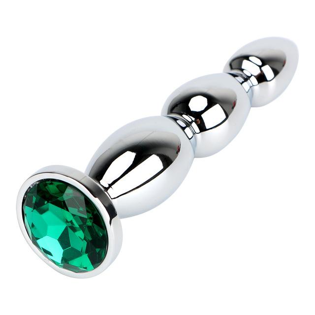 Big Crystal Jewel Stainless Steel Bdsm Anal Plug Metal Butt Beads