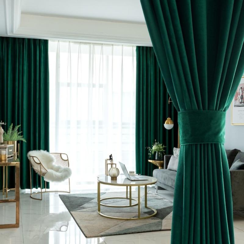 250 Centimetre Green High Quality Modern Velvet Blackout Curtains For Living Room Bedroom Dining Luxury Drape
