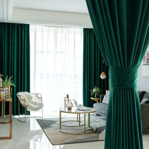 250 Centimetre Green High Quality Modern Velvet Blackout Curtains For Living Room Bedroom Dining Luxury Drape
